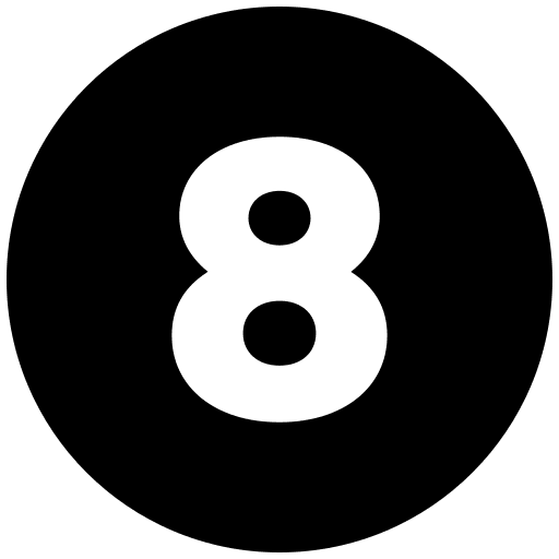 A black circle shows the number eight.